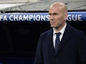 Zinedine Zidane watches on during the Champions League quarter-final between Real Madrid and Wolfsburg on April 12, 2016