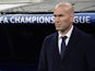 Zinedine Zidane watches on during the Champions League quarter-final between Real Madrid and Wolfsburg on April 12, 2016