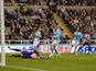 Vurnon Anita beats Joe Hart to equalise for Newcastle United against Manchester City in the Premier League on April 19, 2016