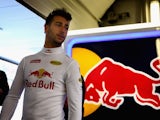 Daniel Ricciardo of Red Bull Racing in the garage during previews ahead of the Formula One Grand Prix of Russia at Sochi Autodrom on April 28, 2016