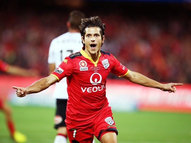 Pablo Sanchez Alberto of Adelaide United celebrates after scoring a goal during the 2015-16 A-League Grand Final agianst Western Sydney Wanderers at the Adelaide Oval on May 1, 2016