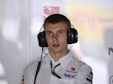 Sergey Sirotkin stands in the pits during the second practice session at the Autodromo Nazionale circuit in Monza on September 6, 2013