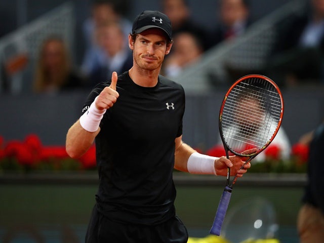 Andy Murray during his three-set victory against Radek Stepanek in their second round match during day four of the Mutua Madrid Open on May 3, 2016