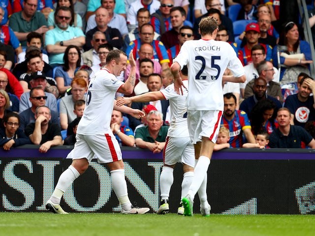 Charlie Adam celebrates scoring during the Premier League game between Crystal Palace and Stoke City on May 7, 2016