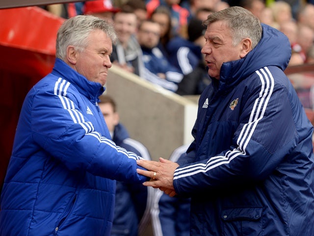 Sam Allardyce and Guus Hiddink ahead of the Premier League match between Sunderland and Chelsea on May 7, 2016
