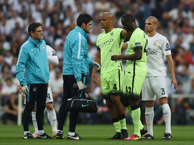 Manchester City captain Vincent Kompany limps off the field during his side's Champions League semi-final second leg against Real Madrid on May 4, 2016