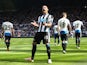 Aleksandar Mitrovic celebrates scoring during the Premier League game between Newcastle United and Tottenham Hotspur on May 15, 2016