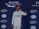 Lewis Hamilton celebrates being on pole for the Spanish GP on May 14, 2016