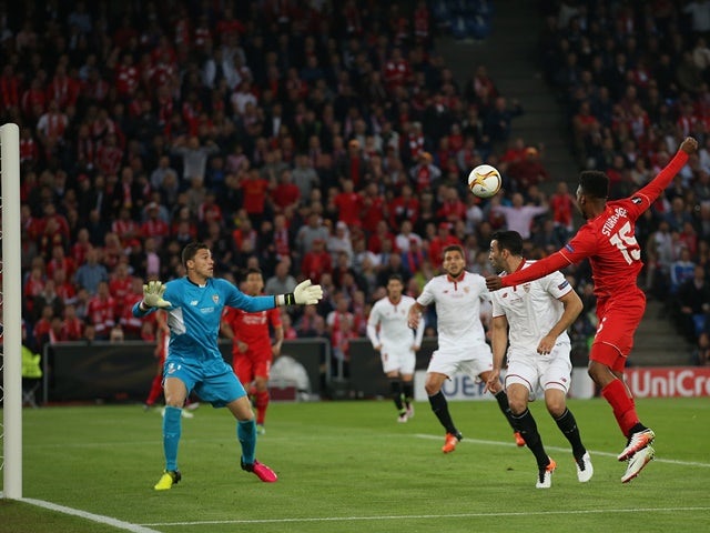 Daniel Sturridge shoots at goal during the Europa League final between Liverpool and Sevilla on May 18, 2016