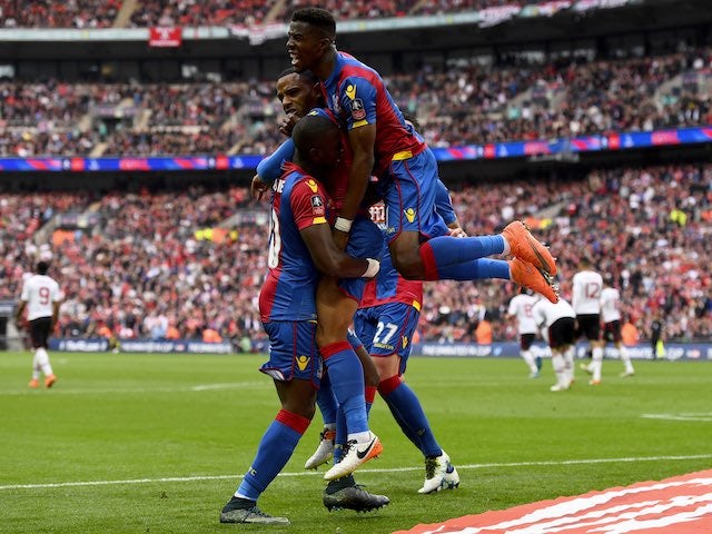 Jason Puncheon celebrates scoring during the FA Cup final between Crystal Palace and Manchester United on May 21, 2016