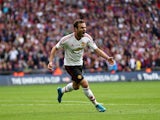 Juan Mata celebrates his equaliser during the FA Cup final between Crystal Palace and Manchester United on May 21, 2016