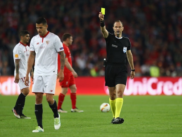 Vitolo is shown yellow during the Europa League final between Liverpool and Sevilla on May 18, 2016
