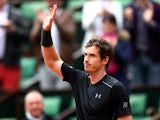 Andy Murray celebrates victory over Radek Stepanek on day three of the French Open at Roland Garros on May 24, 2016