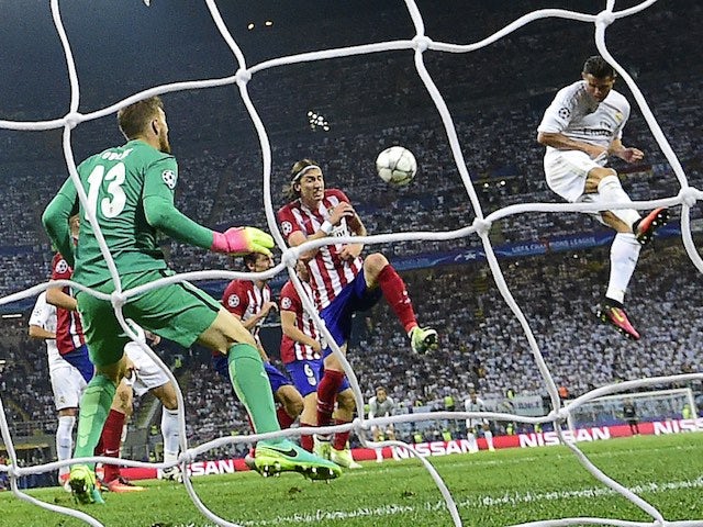 Cristiano Ronaldo has an unsuccessful attempt during extra time of the Champions League final between Real Madrid and Atletico Madrid on May 28, 2016