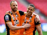 David Meyler and Jake Livermore after the Championship playoff final between Hull City and Sheffield Wednesday on May 28, 2016