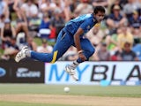 Dushmantha Chameera of Sri Lanka bowls during the fifth one-day international against New Zealand on January 05, 2016