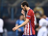 Juanfran reacts to his penalty miss during the Champions League final between Real Madrid and Atletico Madrid on May 28, 2016