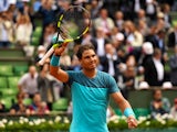 Rafael Nadal celebrates victory in round two of the French Open on May 26, 2016