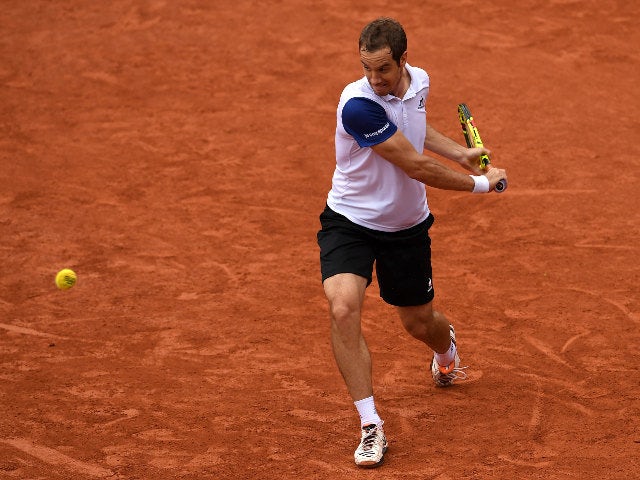 Richard Gasquet in action during his French Open meeting with Kei Nishikori in Paris on May 29, 2016