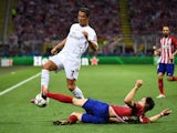 Saul Niguez and Cristiano Ronaldo in action during the Champions League final between Real Madrid and Atletico Madrid on May 28, 2016