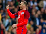 England captain Wayne Rooney celebrates scoring his 52nd goal for his country during the 2-1 win over Australia at the Stadium of Light on May 27, 2016