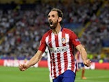Yannick Carrasco celebrates his equaliser during the Champions League final between Real Madrid and Atletico Madrid on May 28, 2016