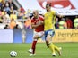 Aaron Ramsey of Wales and Zlatan Ibrahimovic of Sweden during the international friendly on June 5, 2016