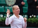 Kiki Bertens celebrates winning her French Open quarter-final match on June 2, 2016