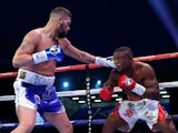 Tony Bellew lands a left shot on Illunga Makabu during the vacant WBC world cruiserweight championship fight at Goodison Park on May 29, 2016