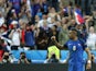 France's forward Dimitri Payet celebrates scoring France's second goal during the Euro 2016 group A football match between France and Romania at Stade de France, in Saint-Denis, north of Paris, on June 10, 2016