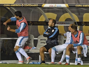 Uruguay's Luis Suarez reacts during the Copa America match against Venezuela on June 9, 2016
