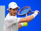 Andy Murray hits a backhand during his semi-final match against Marin Cilic at Queen's on June 18, 2016 