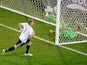 Germany's Bastian Schweinsteiger scores a goal during the Euro 2016 Group C match against Ukraine on June 12, 2016