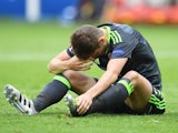 Ben Davies shows his dejection after England equalise during the Euro 2016 Group B game between England and Wales on June 16, 2016
