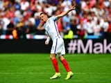 Jamie Vardy celebrates equalising during the Euro 2016 Group B game between England and Wales on June 16, 2016