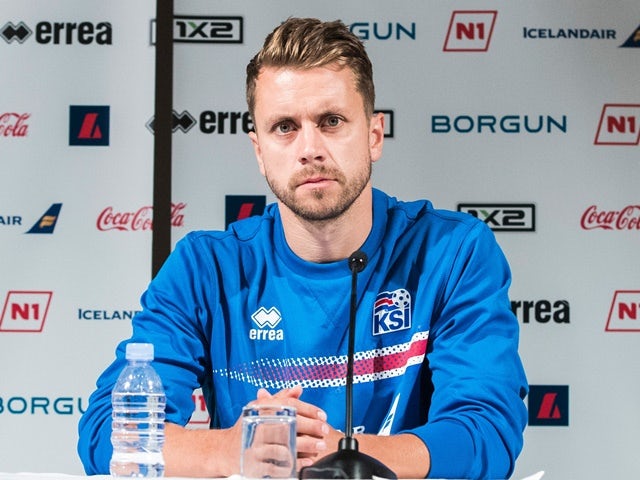 Iceland's Kari Arnason at a press conference on June 16, 2016