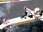 Lewis Hamilton stops on circuit during qualifying for the European Formula One Grand Prix at Baku City Circuit on June 18, 2016