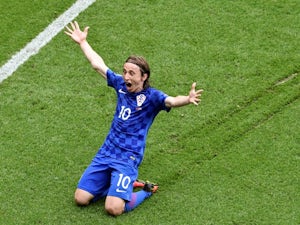 Luka Modric celebrates scoring during the Euro 2016 Group D game between Turkey and Croatia on June 12, 2016