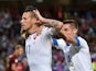 Marek Hamsik celebrates scoring during the Euro 2016 Group B game between Russia and Slovakia on June 15, 2016