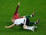 Martin Hinteregger fouls Cristiano Ronaldo during the Euro 2016 Group F match between Portugal and Austria on July 18, 2016