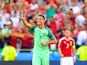 Cristiano Ronaldo celebrates scoring during the Euro 2016 Group F match between Hungary and Portugal on June 22, 2016