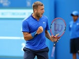 Dan Evans during his men's singles match against Ricardas Berankis during day two of the ATP Aegon Open Nottingham on June 21, 2016 