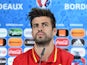 Gerard Pique of Spain answers questions from the media during a press conference on June 20, 2016 