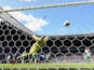 Darren Randolph dives in vain as Antoine Griezmann scores his second goal during the Euro 2016 RO16 match between France and Republic of Ireland on June 26, 2016