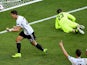 Mario Gomez celebrates scoring his side's second goal during the Euro 2016 RO16 match between Germany and Slovakia on June 26, 2016