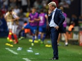England's coach Roy Hodgson looks on during Euro 2016 round of 16 football match between England and Iceland at the Allianz Riviera stadium in Nice on June 27, 2016