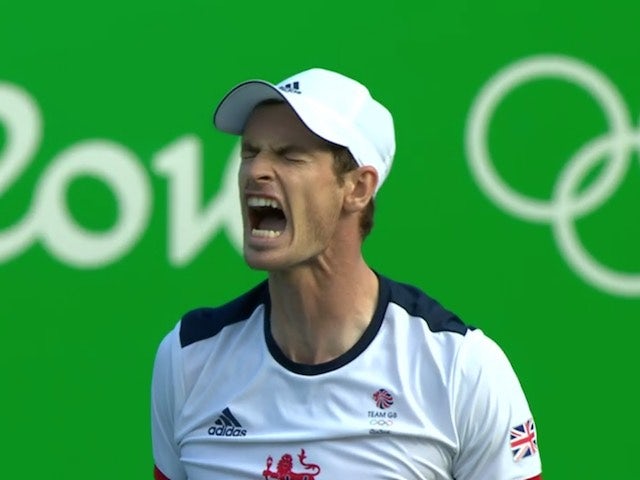 Andy Murray celebrates reaching the semi-finals of the Rio Olympics on August 12, 2016