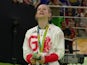 Team GB's Bryony Page celebrates winning trampolining silver at the Rio Olympics on August 12, 2016