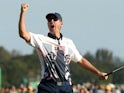 Justin Rose celebrates winning Olympic gold in Rio on August 14, 2016