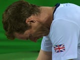 A teary Andy Murray celebrates winning the Olympic singles title in Rio on August 14, 2016